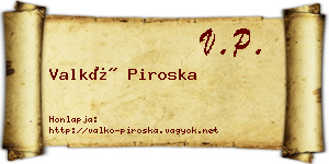 Valkó Piroska névjegykártya