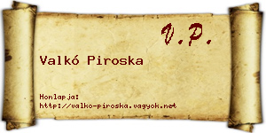 Valkó Piroska névjegykártya